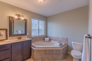 A Corner Tub With a Window View