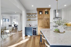 A Kitchen With Wood Cabin for Crockery